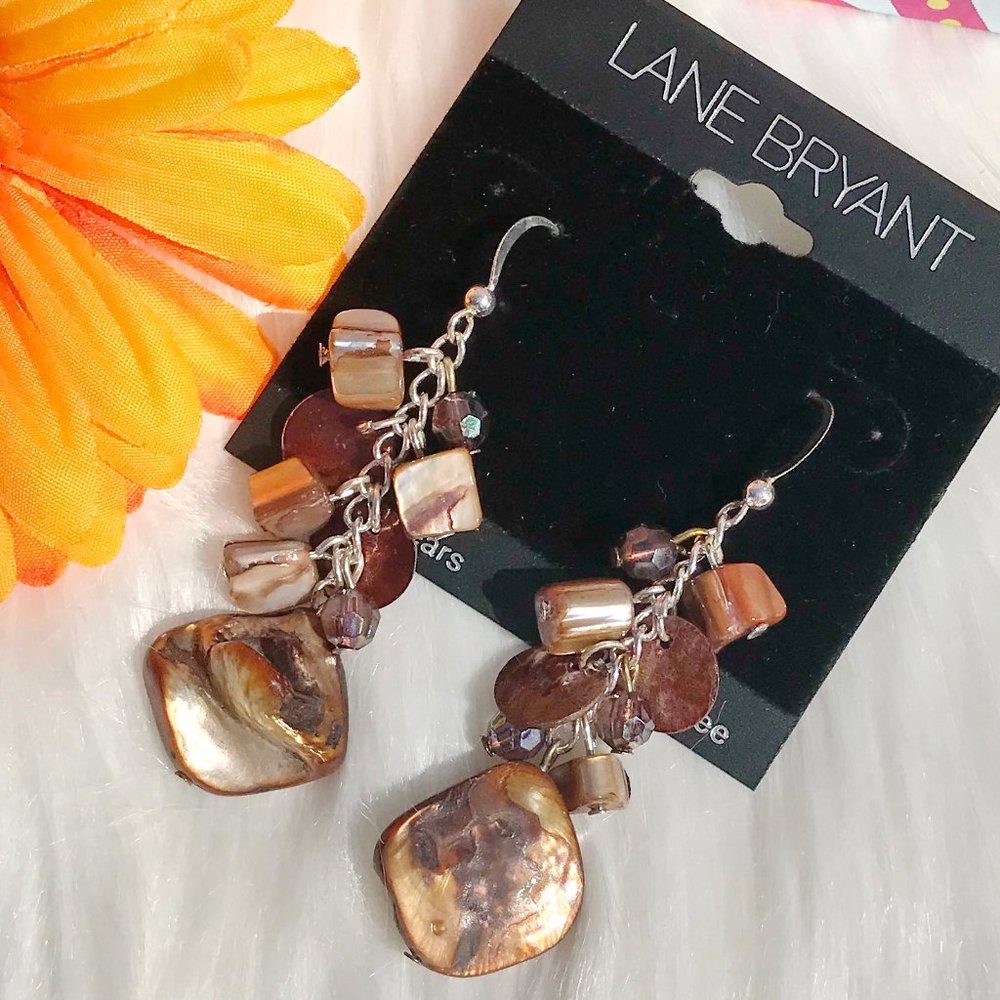 Boho Earrings Festival Shell Bead Dangles Brown